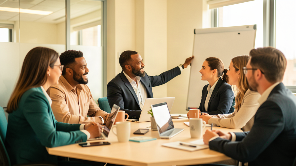 A team collaborating in a modern office